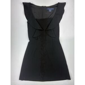 French Connection Minimalist Black Ruffle Cocktail Dress Size 0